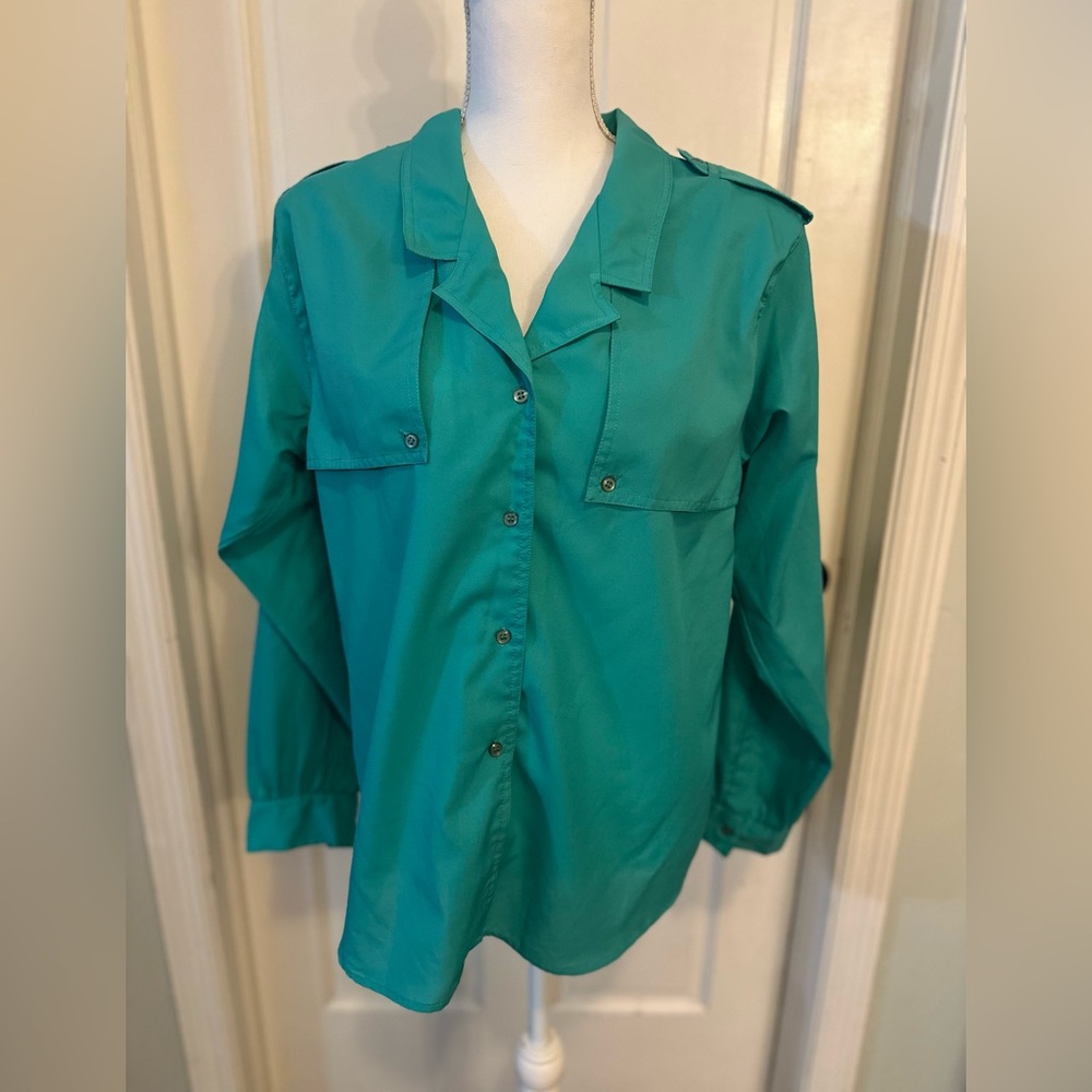 Diane Von Furstenberg Vintage 80s shoulder pad shoulder Lapel Blouse‎ Size 14